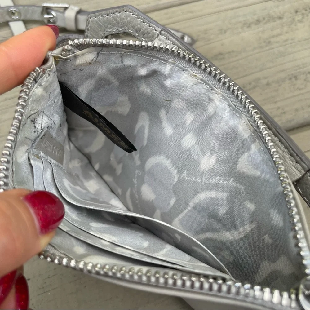 Aimee Kestenberg Out of Office Phone Crossbody Bag in light gray leather